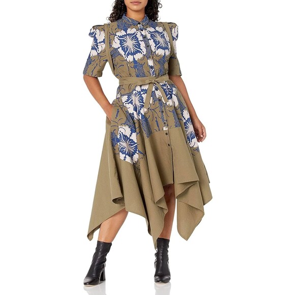 Making The Cut Womens Shirt Dress Green Winning Look Garys Self Tie Midi Medium - Picture 1 of 10